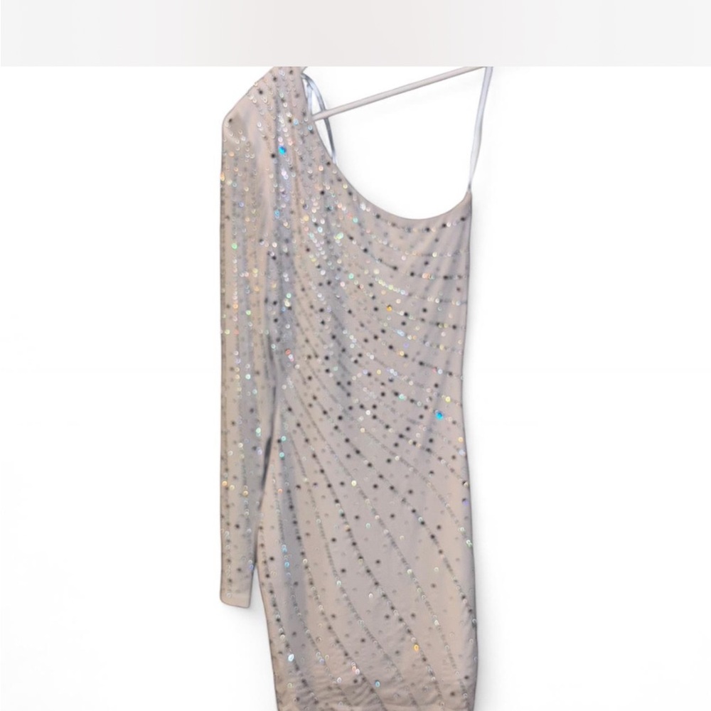 Windsor One-Shoulder Sequin Dress in Silver